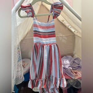 Colorful Striped Kids Dress with Ruffle Sleeves